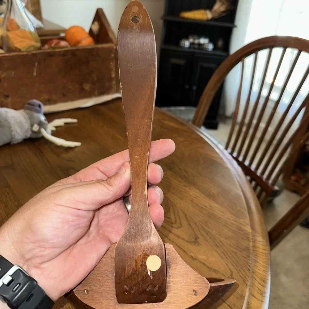 Vintage Wood Ladle Spoon Wall Decor Mid Century Modern Approximately 13